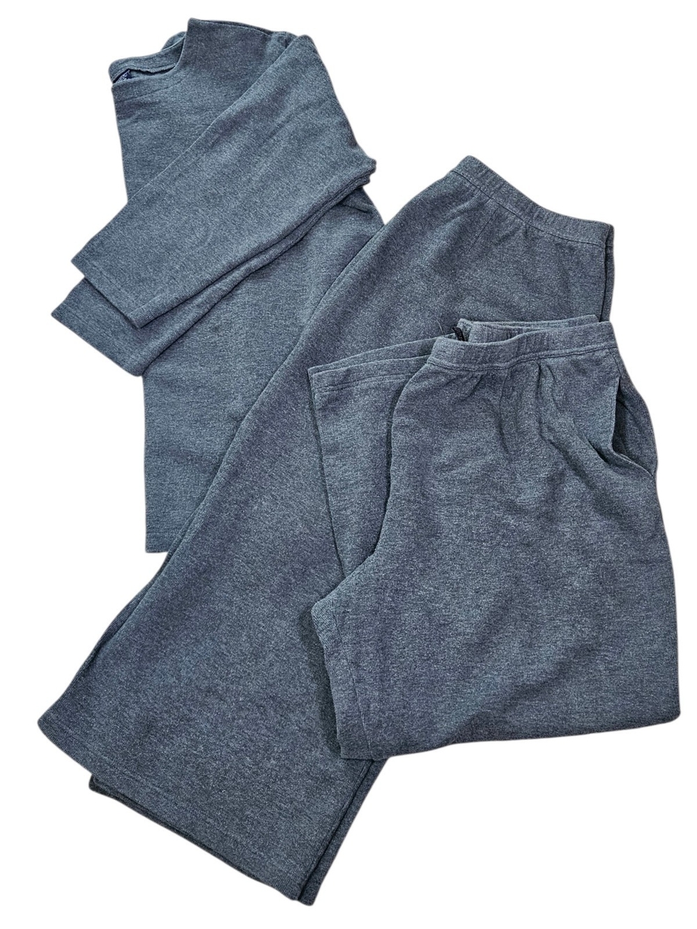 3 Pc. Lands' End Knit Lounge Set in Heather Charcoal (Top, Skirt, Pants)
